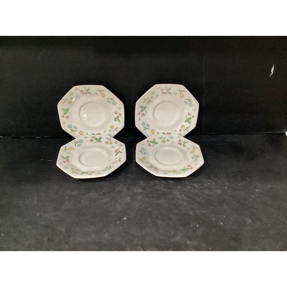Independence Ironstone OLD ORCHARD 4 Saucers Vintage Japan *